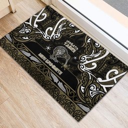 Waikato Tainui Aotearoa Meri Kirihimete Rubber Doormat Maori Kiwi Bird Silver Fern Koru Pattern