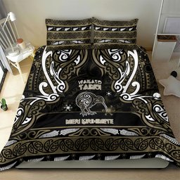 Waikato Tainui Aotearoa Meri Kirihimete Bedding Set Maori Kiwi Bird Silver Fern Koru Pattern