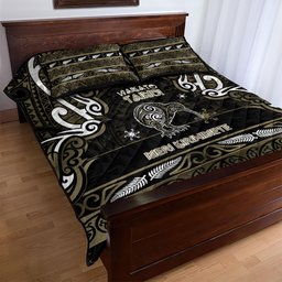 Waikato Tainui Aotearoa Meri Kirihimete Quilt Bed Set Maori Kiwi Bird Silver Fern Koru Pattern