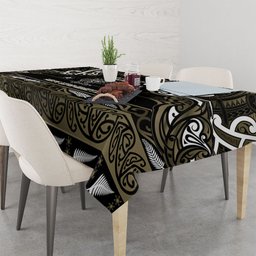 Waikato Tainui Aotearoa Meri Kirihimete Tablecloth Maori Kiwi Bird Silver Fern Koru Pattern