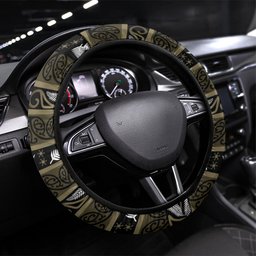 Waikato Tainui Aotearoa Meri Kirihimete Steering Wheel Cover Maori Kiwi Bird Silver Fern Koru Pattern