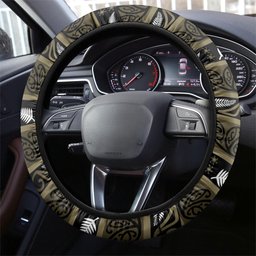 Waikato Tainui Aotearoa Meri Kirihimete Steering Wheel Cover Maori Kiwi Bird Silver Fern Koru Pattern