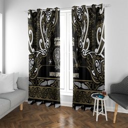 Waikato Tainui Aotearoa Meri Kirihimete Window Curtain Maori Kiwi Bird Silver Fern Koru Pattern
