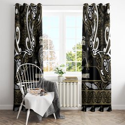 Waikato Tainui Aotearoa Meri Kirihimete Window Curtain Maori Kiwi Bird Silver Fern Koru Pattern