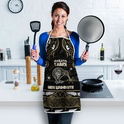 Waikato Tainui Aotearoa Meri Kirihimete Apron Maori Kiwi Bird Silver Fern Koru Pattern
