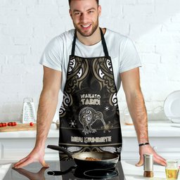 Waikato Tainui Aotearoa Meri Kirihimete Apron Maori Kiwi Bird Silver Fern Koru Pattern
