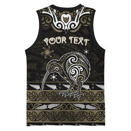 Personalised Waikato Tainui Aotearoa Meri Kirihimete Basketball Jersey Maori Kiwi Bird Silver Fern Koru Pattern
