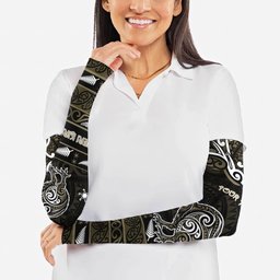 Personalised Waikato Tainui Aotearoa Meri Kirihimete Arm Sleeves Maori Kiwi Bird Silver Fern Koru Pattern