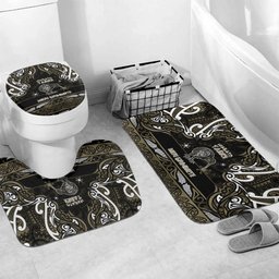 Waikato Tainui Aotearoa Meri Kirihimete Bathroom Set Maori Kiwi Bird Silver Fern Koru Pattern