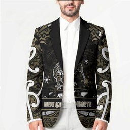 Personalised Waikato Tainui Aotearoa Meri Kirihimete Blazer Maori Kiwi Bird Silver Fern Koru Pattern