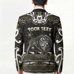 Personalised Waikato Tainui Aotearoa Meri Kirihimete Blazer Maori Kiwi Bird Silver Fern Koru Pattern