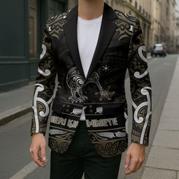 Personalised Waikato Tainui Aotearoa Meri Kirihimete Blazer Maori Kiwi Bird Silver Fern Koru Pattern
