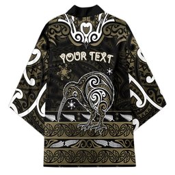 Personalised Waikato Tainui Aotearoa Meri Kirihimete Kimono Maori Kiwi Bird Silver Fern Koru Pattern
