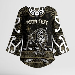 Personalised Waikato Tainui Aotearoa Meri Kirihimete Kimono Sleeve Blouse Maori Kiwi Bird Silver Fern Koru Pattern