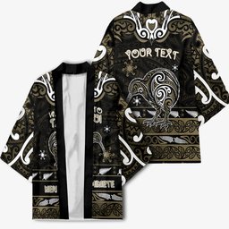 Personalised Waikato Tainui Aotearoa Meri Kirihimete Kimono Maori Kiwi Bird Silver Fern Koru Pattern