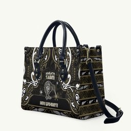 Waikato Tainui Aotearoa Meri Kirihimete Leather Bag Maori Kiwi Bird Silver Fern Koru Pattern