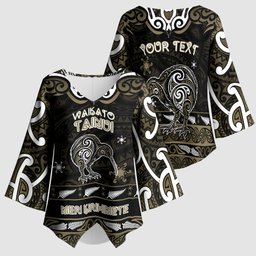 Personalised Waikato Tainui Aotearoa Meri Kirihimete Kimono Sleeve Blouse Maori Kiwi Bird Silver Fern Koru Pattern