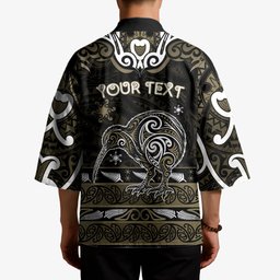 Personalised Waikato Tainui Aotearoa Meri Kirihimete Kimono Maori Kiwi Bird Silver Fern Koru Pattern