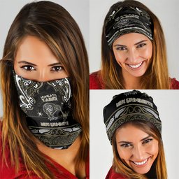 Waikato Tainui Aotearoa Meri Kirihimete Neck Gaiter Maori Kiwi Bird Silver Fern Koru Pattern