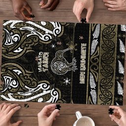 Waikato Tainui Aotearoa Meri Kirihimete Puzzle Maori Kiwi Bird Silver Fern Koru Pattern