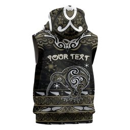Personalised Waikato Tainui Aotearoa Meri Kirihimete Sleeveless Hoodie Maori Kiwi Bird Silver Fern Koru Pattern