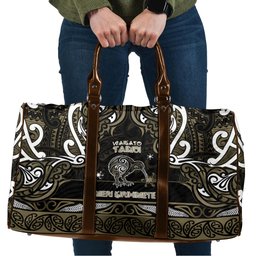 Waikato Tainui Aotearoa Meri Kirihimete Travel Bag Maori Kiwi Bird Silver Fern Koru Pattern