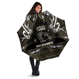 Waikato Tainui Aotearoa Meri Kirihimete Umbrella Maori Kiwi Bird Silver Fern Koru Pattern