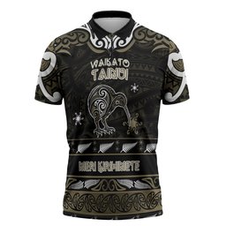 Personalised Waikato Tainui Aotearoa Meri Kirihimete Zipper Polo Shirt Maori Kiwi Bird Silver Fern Koru Pattern