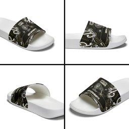 Waikato Tainui Aotearoa Meri Kirihimete Slide Sandals Maori Kiwi Bird Silver Fern Koru Pattern