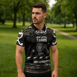 Personalised Waikato Tainui Aotearoa Meri Kirihimete Zipper Polo Shirt Maori Kiwi Bird Silver Fern Koru Pattern