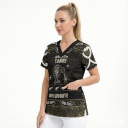 Personalised Waikato Tainui Aotearoa Meri Kirihimete Scrub Top Maori Kiwi Bird Silver Fern Koru Pattern