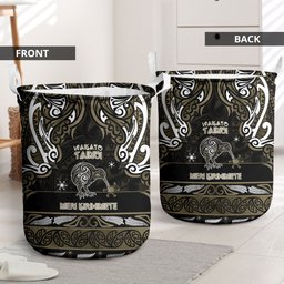 Waikato Tainui Aotearoa Meri Kirihimete Laundry Basket Maori Kiwi Bird Silver Fern Koru Pattern