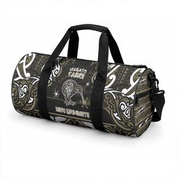 Waikato Tainui Aotearoa Meri Kirihimete Duffle Bag Maori Kiwi Bird Silver Fern Koru Pattern
