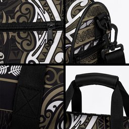 Waikato Tainui Aotearoa Meri Kirihimete Duffle Bag Maori Kiwi Bird Silver Fern Koru Pattern