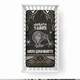 Waikato Tainui Aotearoa Meri Kirihimete Baby Bed Cover Maori Kiwi Bird Silver Fern Koru Pattern