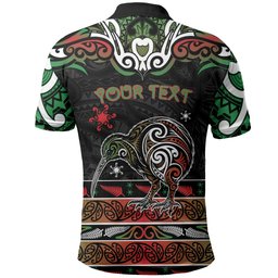 Personalised Ngai Tuhoe Aotearoa Meri Kirihimete Polo Shirt Maori Kiwi Bird Silver Fern Koru Pattern