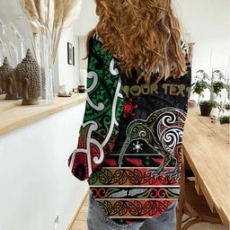 Personalised Ngai Tuhoe Aotearoa Meri Kirihimete Women Casual Shirt Maori Kiwi Bird Silver Fern Koru Pattern