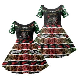 Personalised Ngai Tuhoe Aotearoa Meri Kirihimete Family Matching Short Sleeve Bodycon Dress and Hawaiian Shirt Maori Kiwi Bird Silver Fern Koru Pattern