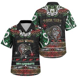 Personalised Ngai Tuhoe Aotearoa Meri Kirihimete Family Matching Summer Maxi Dress and Hawaiian Shirt Maori Kiwi Bird Silver Fern Koru Pattern