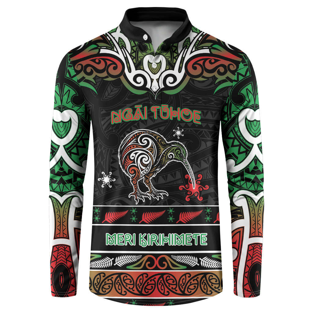 Personalised Ngai Tuhoe Aotearoa Meri Kirihimete Button Sweatshirt Maori Kiwi Bird Silver Fern Koru Pattern