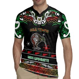 Personalised Ngai Tuhoe Aotearoa Meri Kirihimete Rugby Jersey Maori Kiwi Bird Silver Fern Koru Pattern