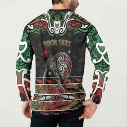 Personalised Ngai Tuhoe Aotearoa Meri Kirihimete Button Sweatshirt Maori Kiwi Bird Silver Fern Koru Pattern