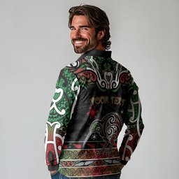 Personalised Ngai Tuhoe Aotearoa Meri Kirihimete Long Sleeve Polo Shirt Maori Kiwi Bird Silver Fern Koru Pattern