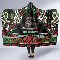 Ngai Tuhoe Aotearoa Meri Kirihimete Hooded Blanket Maori Kiwi Bird Silver Fern Koru Pattern