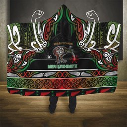 Ngai Tuhoe Aotearoa Meri Kirihimete Hooded Blanket Maori Kiwi Bird Silver Fern Koru Pattern