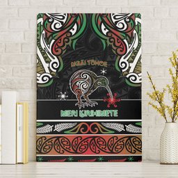Ngai Tuhoe Aotearoa Meri Kirihimete Canvas Wall Art Maori Kiwi Bird Silver Fern Koru Pattern
