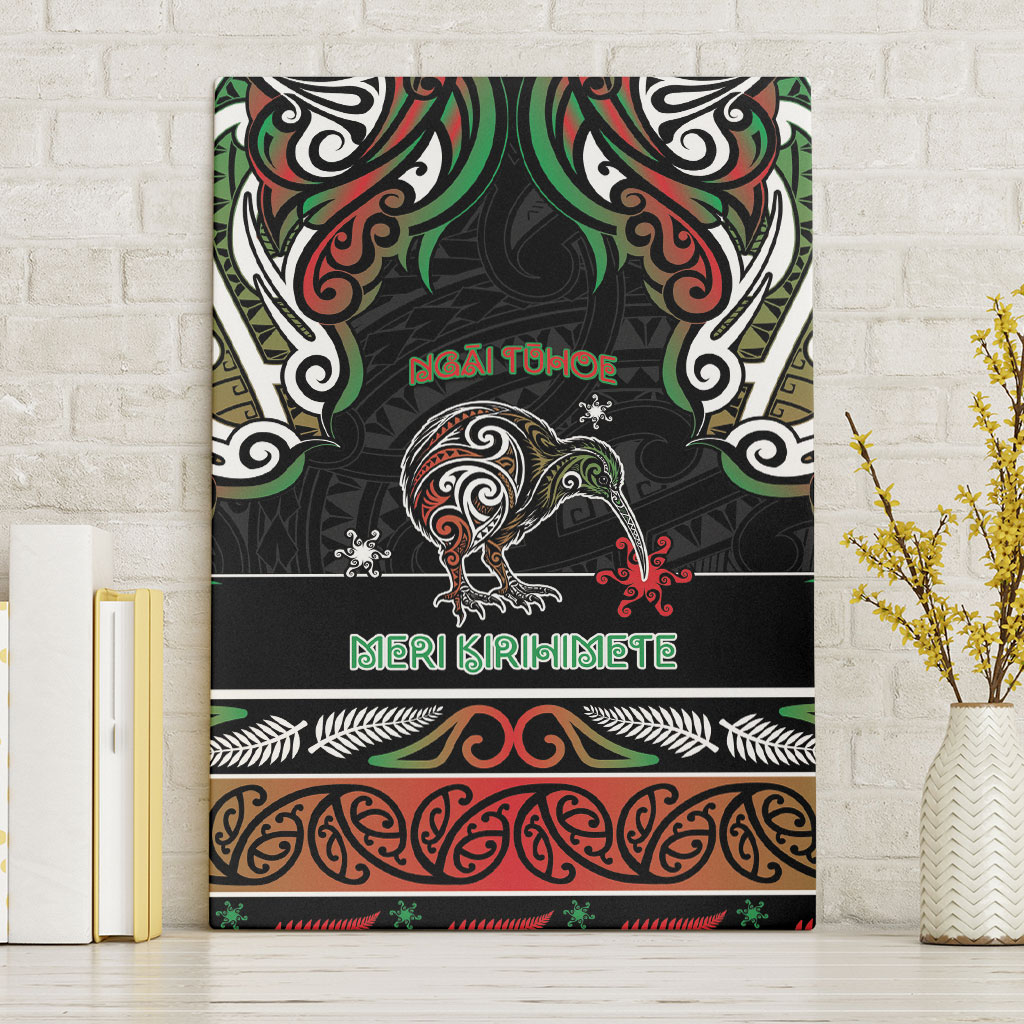 Ngai Tuhoe Aotearoa Meri Kirihimete Canvas Wall Art Maori Kiwi Bird Silver Fern Koru Pattern