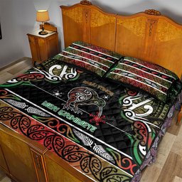 Ngai Tuhoe Aotearoa Meri Kirihimete Quilt Bed Set Maori Kiwi Bird Silver Fern Koru Pattern