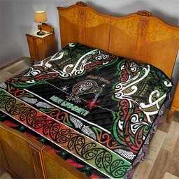 Ngai Tuhoe Aotearoa Meri Kirihimete Quilt Maori Kiwi Bird Silver Fern Koru Pattern