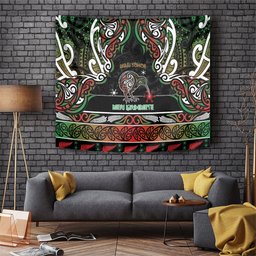 Ngai Tuhoe Aotearoa Meri Kirihimete Tapestry Maori Kiwi Bird Silver Fern Koru Pattern